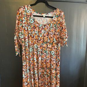 Cato Flowered, short sleeved dress